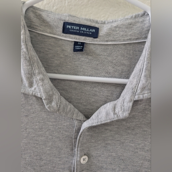 Peter Millar Gray Polo Shirt XL Cotton Blend Short Sleeve Casual Wear - Picture 2 of 4